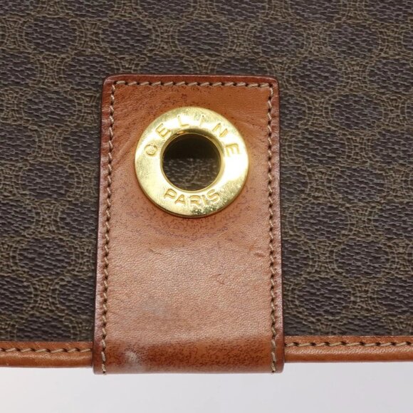 CELINE Macadam Canvas Shoulder Bag PVC Leather Brown Gold Auth 126619 - Picture 10 of 16